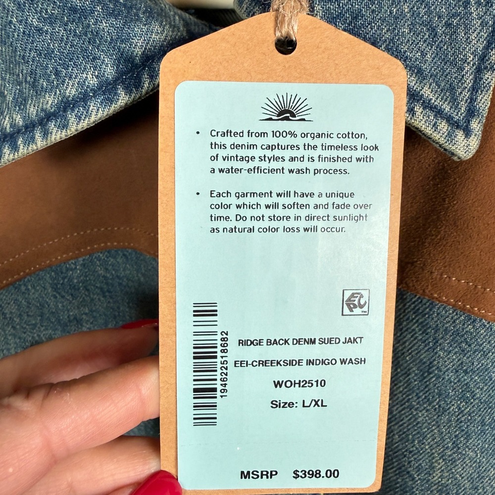 Faherty Ridge Back Denim Suede Jacket Creekside Indigo Wash WOH2510 L/XL New - Picture 6 of 10